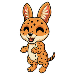 Cute serval cat cartoon standing
