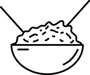 Rice bowl icon line symbol, vector illustration on white background..eps