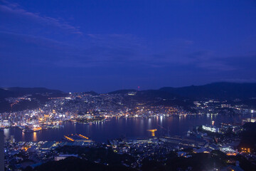 city skyline at night at Inasayama, Nagasaki, Japan