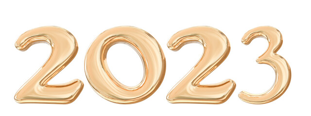 2023 3d Realistic numbers. Merry Christmas and Happy New Year 2023 greeting card on  transparent background.