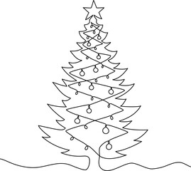 Christmas tree continuous line drawing
