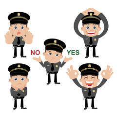 set of policeman characters in different poses