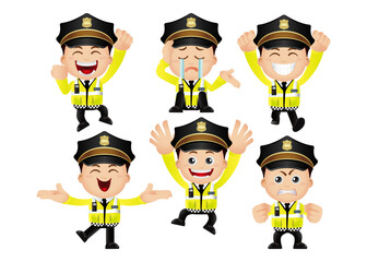 set of policeman characters in different poses