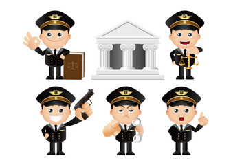 set of policeman characters in different poses