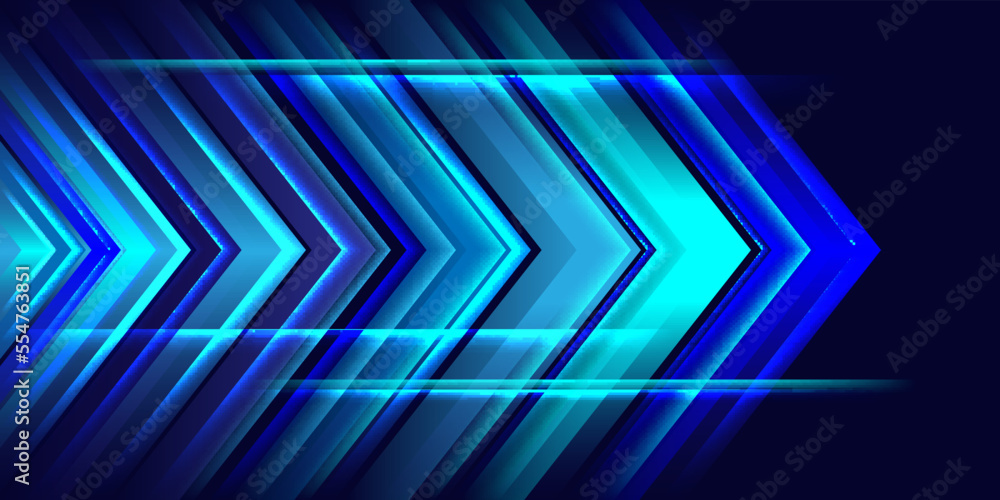 Poster arrow quick glow hi-tech moving blue background modern geometry style fast step progress internet