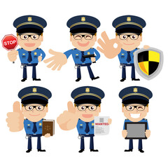 Cute policeman with different poses