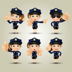 Cute policeman with different poses