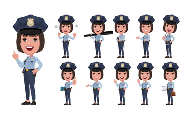 set of policeman characters in different poses