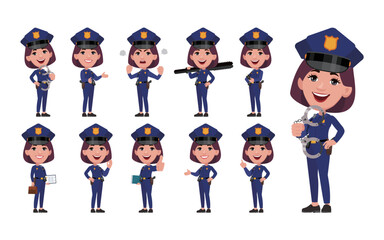 Cute policeman with different poses