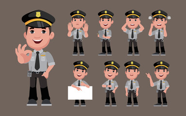 set of policeman characters in different poses