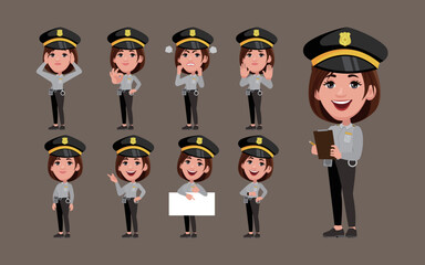 Cute policeman with different poses
