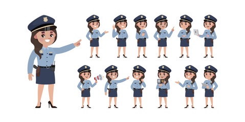 Cute policeman with different poses