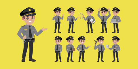 Cute policeman with different poses
