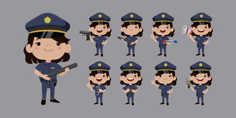 Cute policeman with different poses