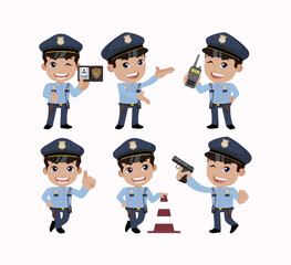 Cute policeman with different poses