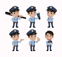 Cute policeman with different poses