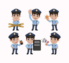 Cute policeman with different poses