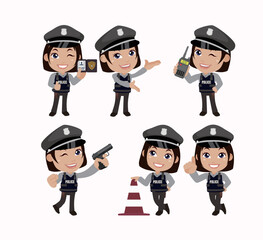 Cute policeman with different poses