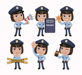 Cute policeman with different poses