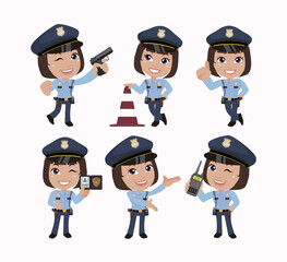 set of policeman characters in different poses