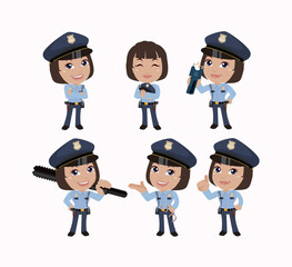 set of policeman characters in different poses