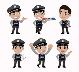 Cute policeman with different poses