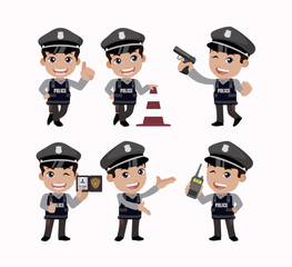 Cute policeman with different poses
