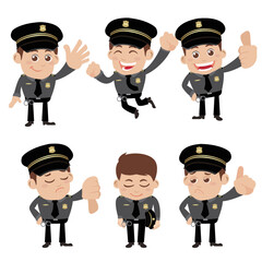 set of policeman characters in different poses