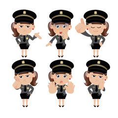 set of policeman characters in different poses