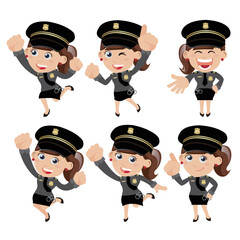 set of policeman characters in different poses