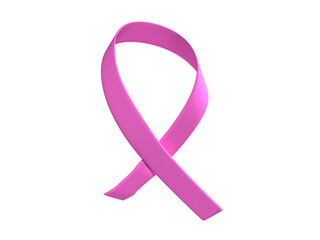 3d illustration pink color ribbon logo on transparent background