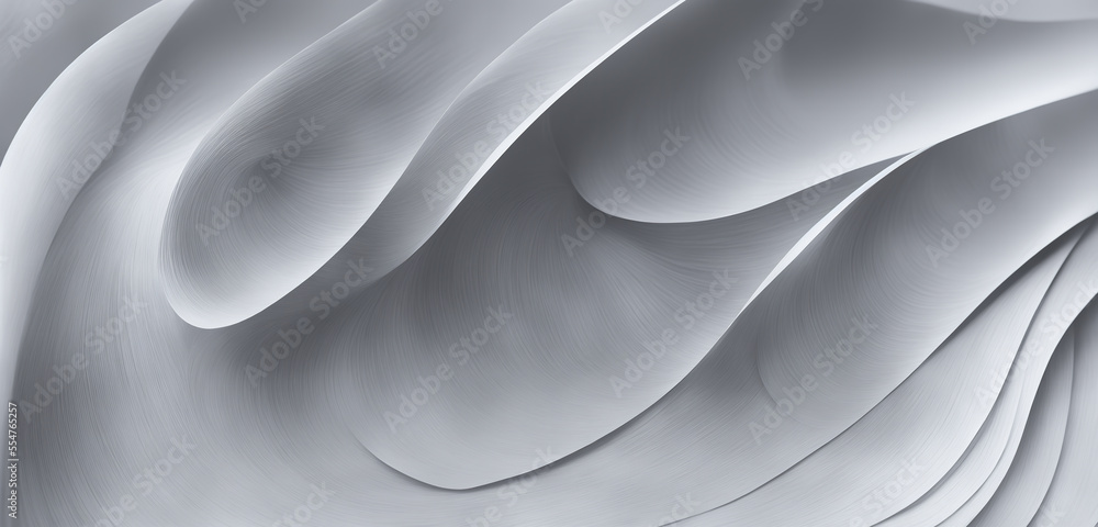 Poster a grey neutral backdrop featuring overlapping round sheets of textured pages, creating a design vers