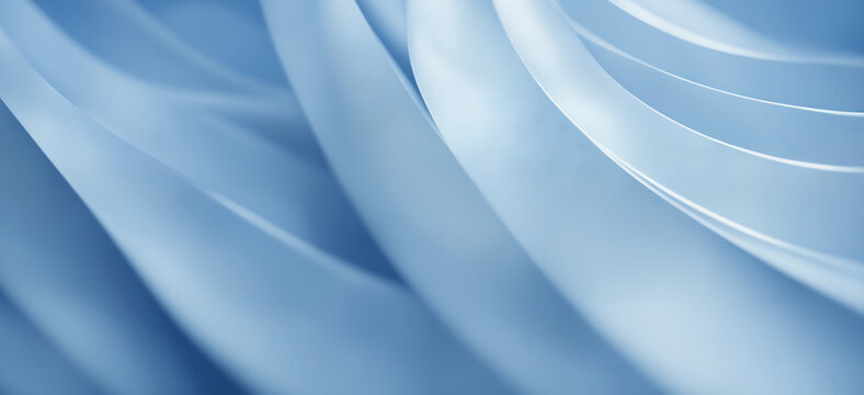 Flowing blue ribbons. dynamic composition of fabric create a sense of movement and fluidity, while the bokeh adds a dreamy and ethereal quality to the image. Generative AI