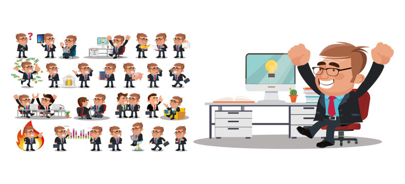 Fat Businessmen. business people group avatars characters