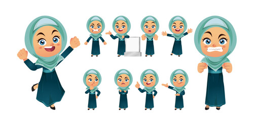 Businessperson with different poses. vector