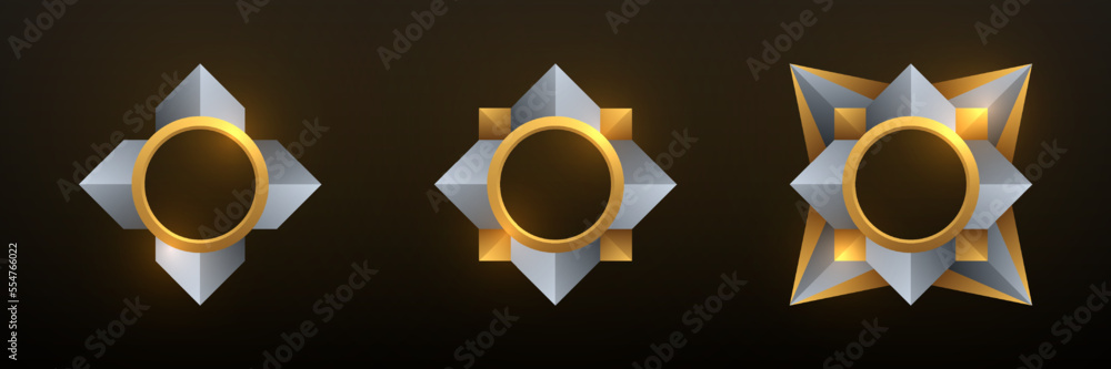 Poster abstract gold and silver border game badge frames template for game ui design