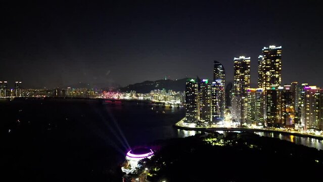 Gwangalli firworks aerial view at Busan, South Korea
