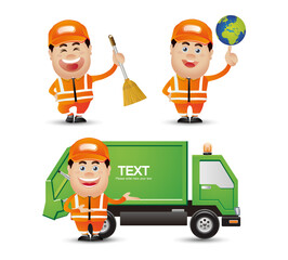 Cute People. Professional. street cleaner 