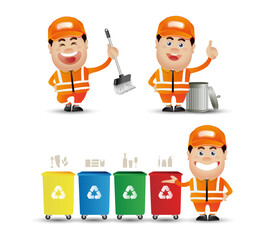 Cute People. Professional. street cleaner 