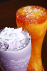 Ube macapuno and sago't gulaman shakes from the Philippines