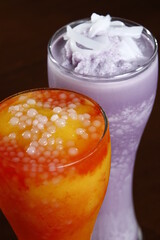 Ube macapuno and sago't gulaman shakes from the Philippines