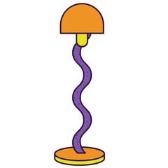 Floor lamp vector illustration in line filled design