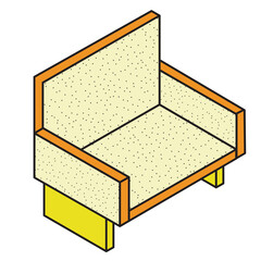 Modern armchair vector illustration in line filled design