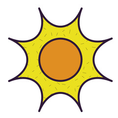 Sun vector illustration in line filled design