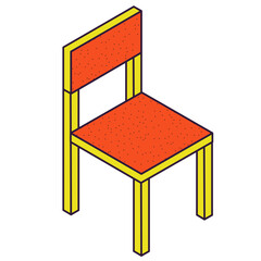 Wooden chair vector illustration in line filled design
