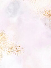 Watercolor background with gold glitter 