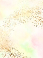 Watercolor background with gold glitter 