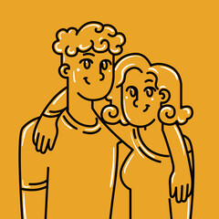close friends hugging vector illustration