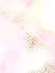 Watercolor background with gold glitter 