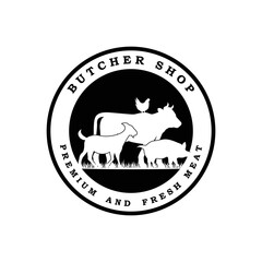 butcher logo vector with slogan template